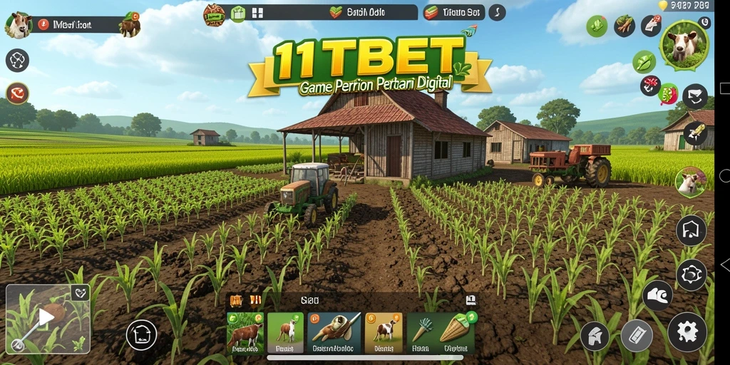 Screenshot gameplay 11TBET menunjukkan petani yang sedang merawat ladangnya.