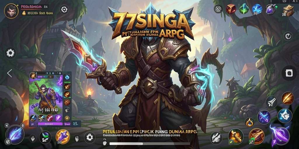 Tampilan gameplay yang epik dari 77SINGA dalam petualangan ARPG.