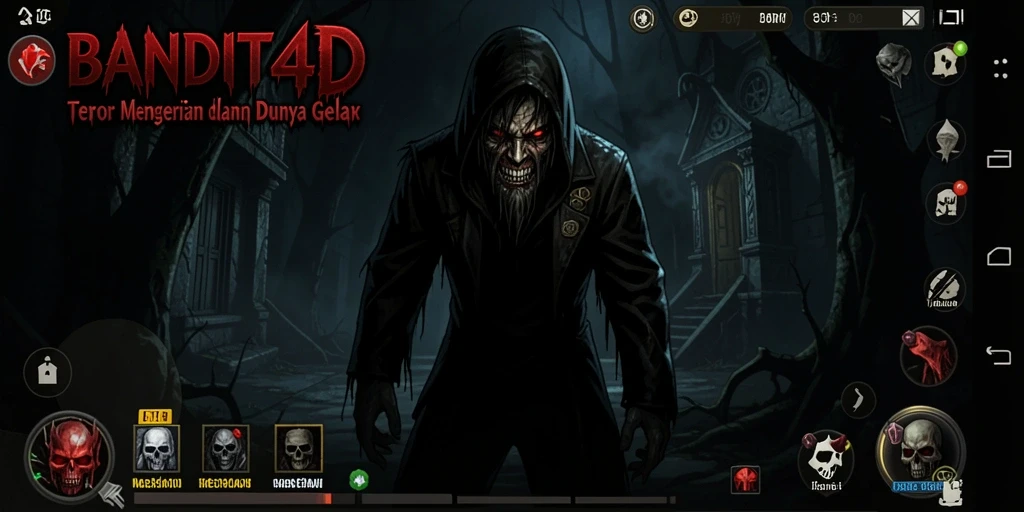 Screenshot utama BANDIT4D menampilkan gameplay menegangkan di lokasi horor.