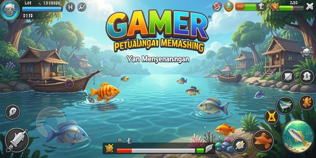 Tangkapan ikan yang menakjubkan dalam layar permainan GAMERP.
