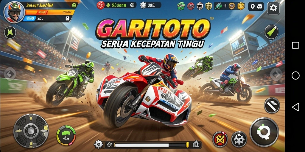 Screenshot GARITOTO menampilkan aksi balapan yang seru dan mendebarkan.