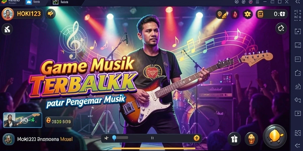 Tampilan gameplay menarik dari HOKI123 dengan musik yang menggugah semangat.
