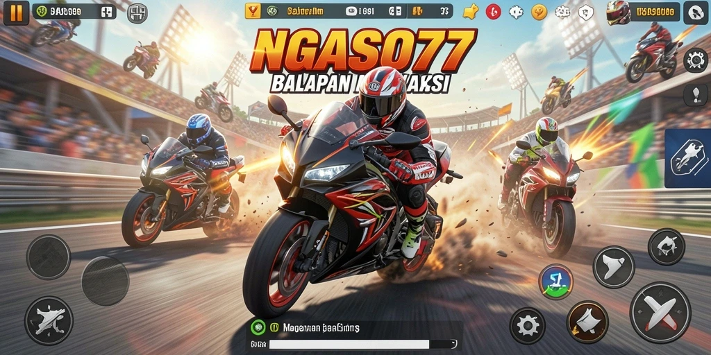 Gameplay seru dan mendebarkan dari NGASO77 dalam balapan motor.
