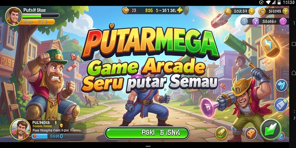 Tampilan gameplay PUTARMEGA yang penuh warna dan seru.