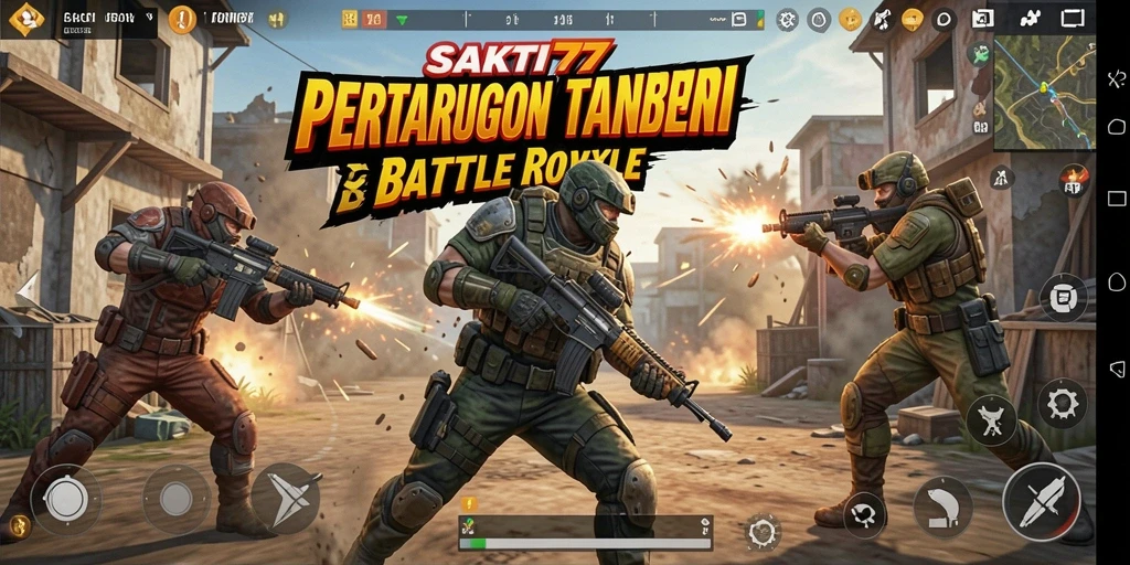 Tampilan gameplay SAKTI77 dalam pertempuran Battle Royale.