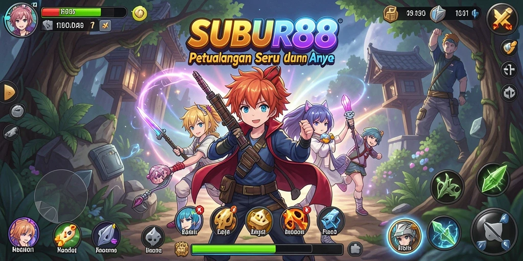 Tampilan gameplay SUBUR88 yang menarik dengan karakter anime.